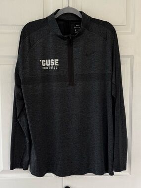 Nike Men's Dark Gray & Black Syracuse CUSE Football Quarter-Zip Pullover Size XL